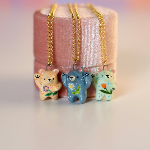 Floral Bear Necklace